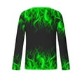 thumbnail image 5 of JURANMO Big and Tall Fashion Graphic Tees for Men Long Sleeve Tops Flame Print Crewneck Pullover T-shirt Green L, 5 of 6
