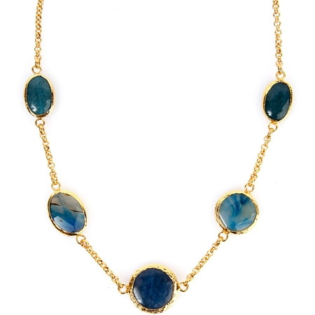 ELYA Gold-Plated Green and Blue Dyed Chalcedony Necklace