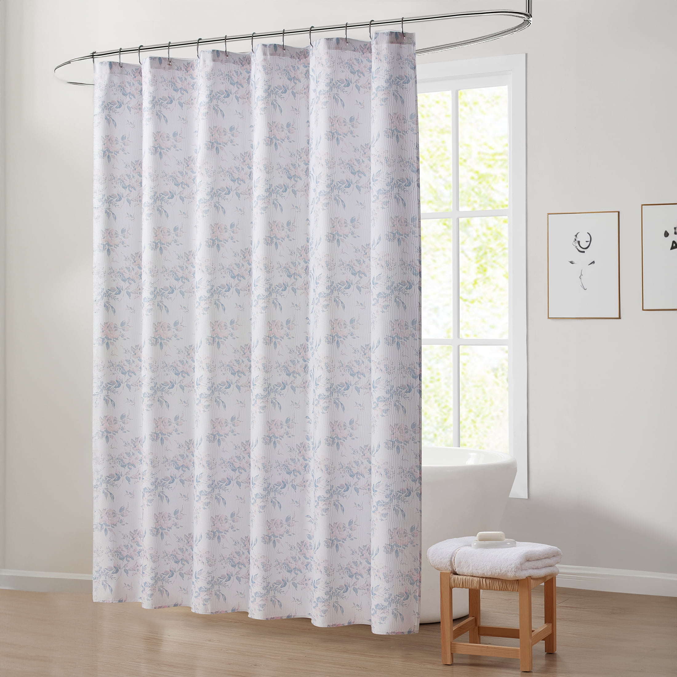 My Texas House Rebecca 14-Piece Bright White Floral Shower Curtain Bath Set