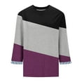 thumbnail image 6 of Fashion Fall Saving LiMoi Women's Contrast Color Blocked Shirt 3/4 Sleeve Round Neck Minimalist Design Top Tees Tshirts for Ladies My Order My Items, 6 of 6
