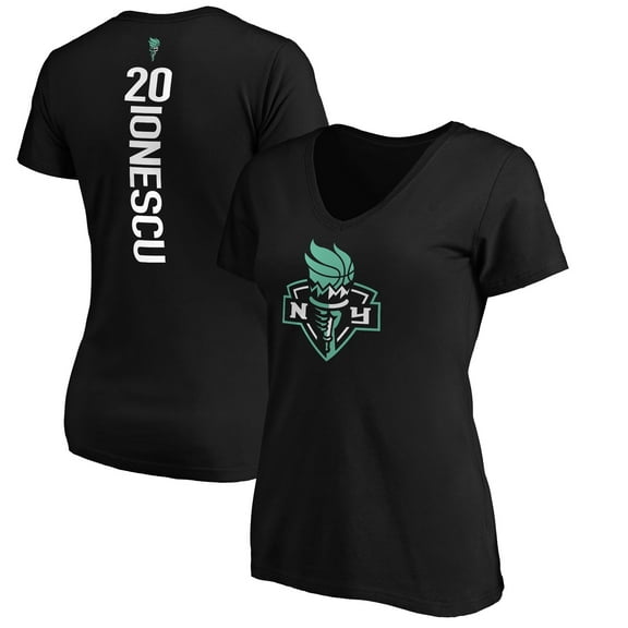 Women's Sabrina Ionescu Black New York Liberty Playmaker Name & Number V-Neck T-Shirt