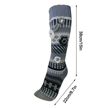 

Fuieoe Socks Winter Ladies Color Striped Pile Socks In The Tube Warmth And Color Matching Wool Socks