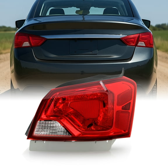AKKON - Fits 2014-2020 Chevy Impala Sedan 4Door Chrome Red Tail Light Brake Lamp Outer Passenger Right Side Replacement