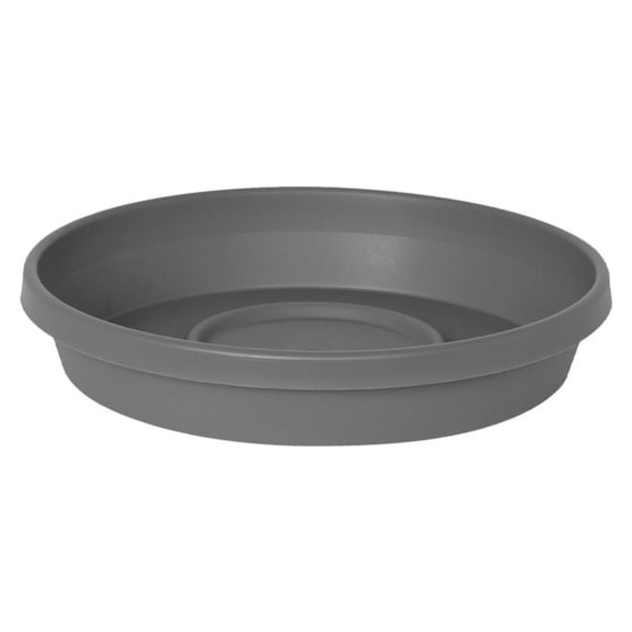 Bloem 14" Terra Round Plant Saucer, Lightweight UV-Resistant Resin Outdoor & Indoor Flower Pot Tray - Fits 14-inch Planter Pots, Charcoal Gray