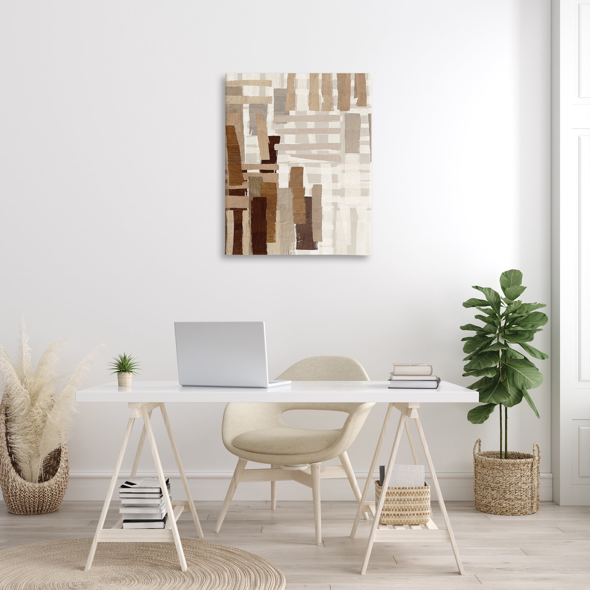 Stupell Industries Brown Crosshatched Pattern Abstract Painting Gallery Wrapped Canvas Art Print Wall Art, 30 x 40