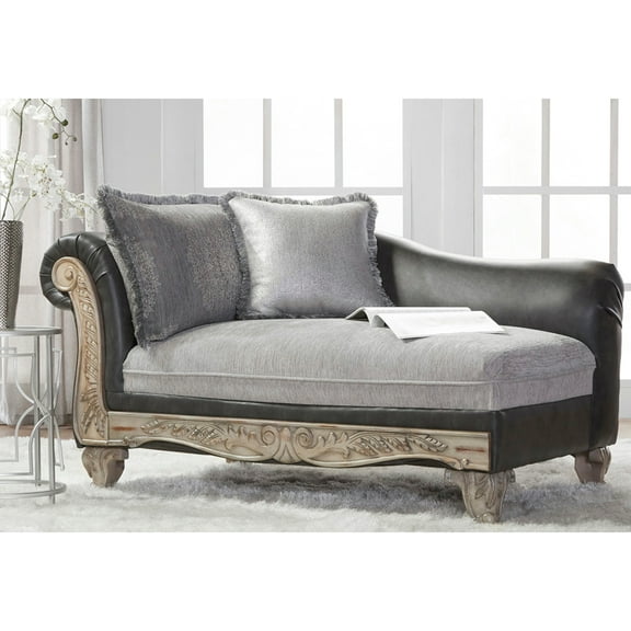 Multicolor Seat Chaise: Fabric Cushions And Stylish Wood Frame Classic American Chaise Lounge: Textured Antique