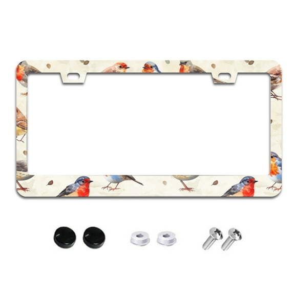 British Birds License Plate Frames for Women Men Car Plate Holder Cover Metal Tag Aluminum Car Accessories Front Rear Plate Decor