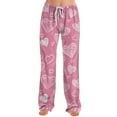 thumbnail image 4 of Hearthz Valentines Day Pajamas Pants Women Love Heart Graphic Women Pajamas Pants Drawstring Wide Leg Holidays Women's Sleep Pants, 4 of 7