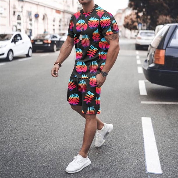 Camisas de verano Kakina CMSX para hombre, liquidación, conjunto de 2 piezas de camiseta informal de manga corta y pantalones cortos deportivos ajustados.