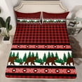 thumbnail image 2 of Manfei Wild Bear Bed Sheets,Modern Geometric Plaid King Sheets,Jungle Animal Sheet Set For Boys Teens,Ultra Soft Home Decor,4pcs, 2 of 7
