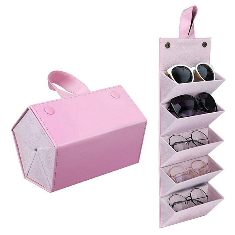 Eyeglass Sunglasses Organiser Collector Glasses Storage Box 5slots Roll Up  PU Leather Sunglasses Holder Folding for Case 