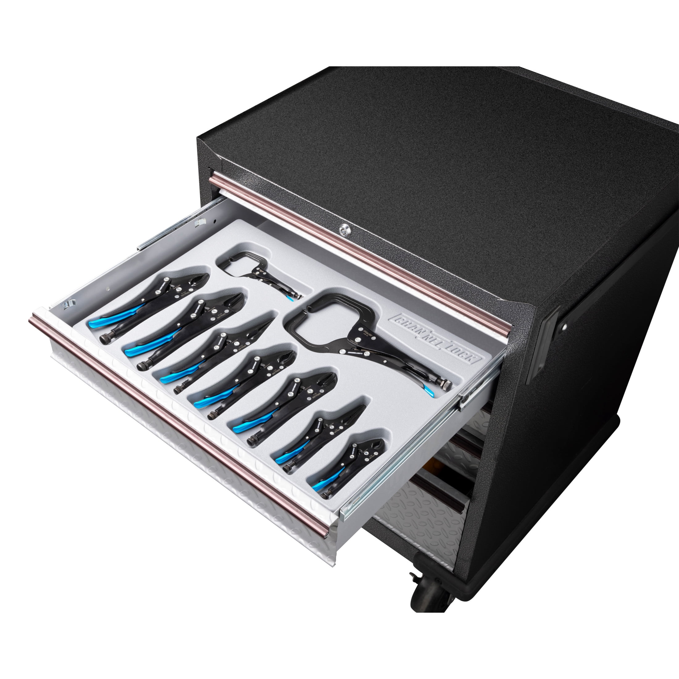 CHANNELLOCK Locking Pliers Set with Tray, Includes 3 Curved Jaw, 2 Combination Long Nose, 2 C-Clamp, and 2 Straight Jaw, 9 pieces (PC-L1)