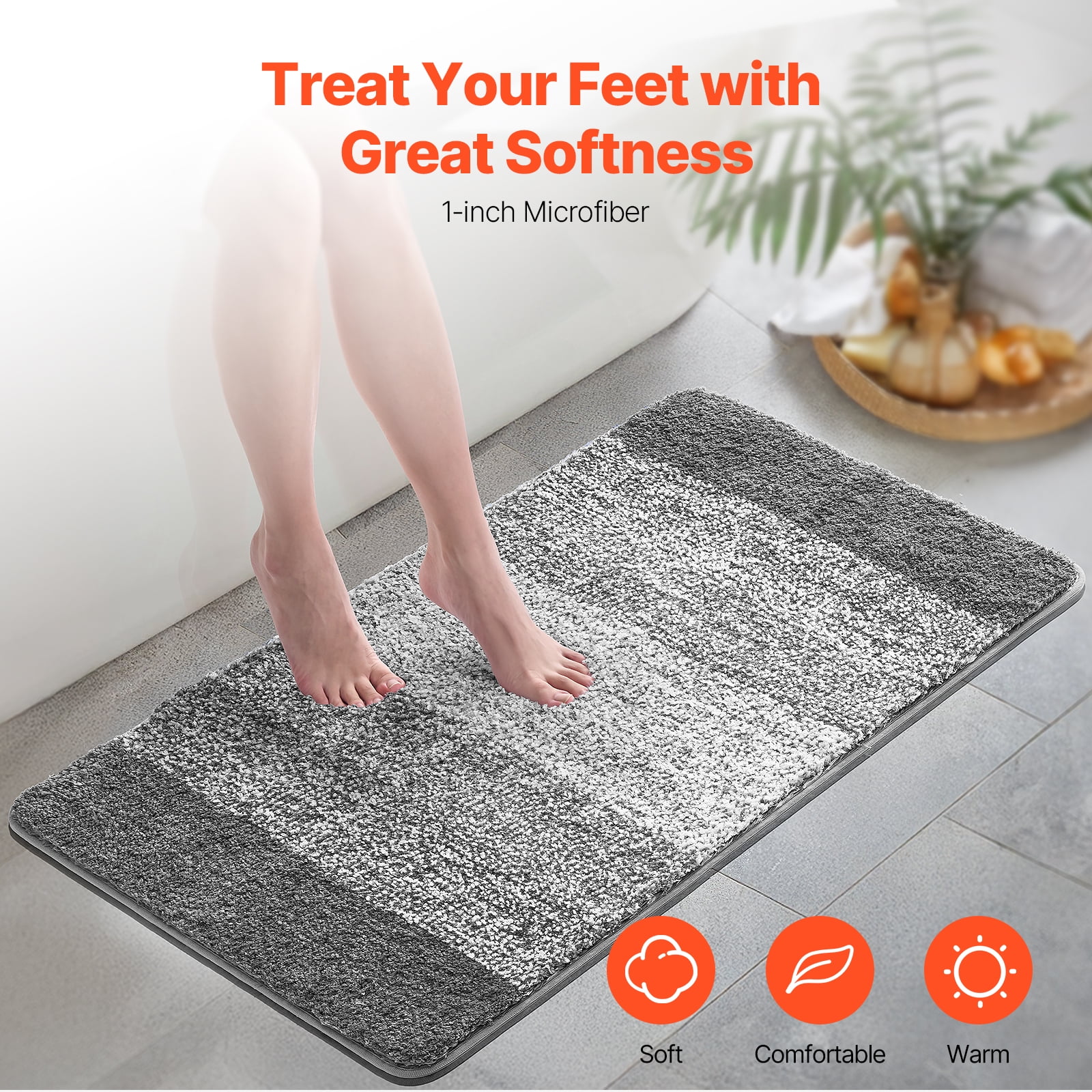 KFFKFF Bathroom Rugs 36"x24" Bath Mat, Highly Absorbent and Soft Microfiber Mat with Non-Slip TPE Backing, Machine Washable and Fast-Drying Bath Rugs for Bathroom, Tub, and Shower Floors