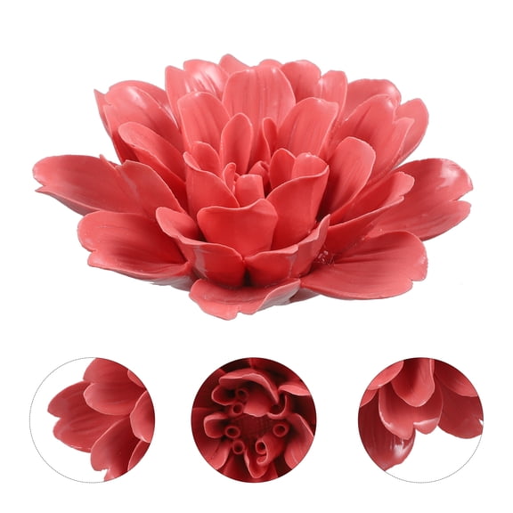 BESTONZON Chic Red Ceramic Flower Wall Hanging Vintage Color Indoor Outdoor