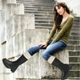 thumbnail image 5 of Women's Knee High Platform Boots Chunky Heel Round Toe Slip Resistant Fashion Winter Leather Boots, 5 of 7