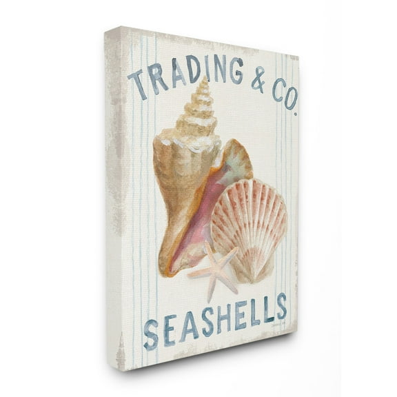 Stupell Home Décor Seashells Beach Ocean Word Design Canvas Wall Art by Danhui Nai