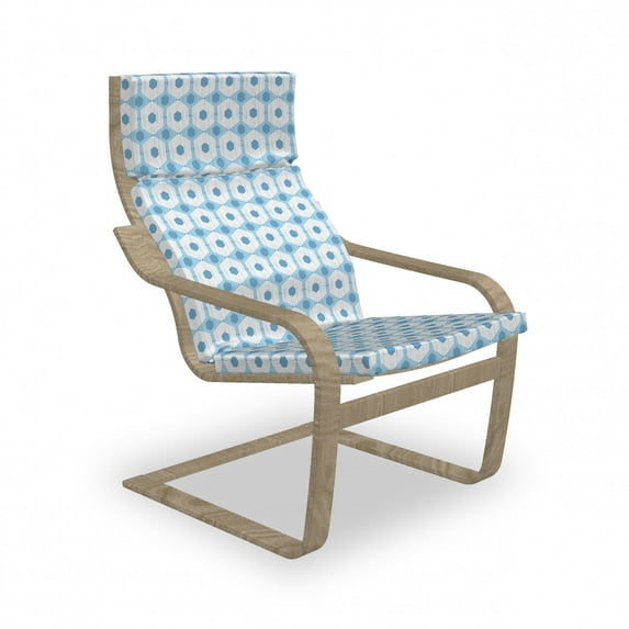 Abstract Armchair Pad and Slipcover, Hexagons with a Dashed Look Geometric Grunge Pattern, 1 Piece Soft Cushion Replacement with Removable Cover, Sky Blue Azure Blue, by Ambesonne
