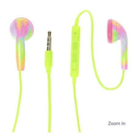 Neon Tie Dye Ear Buds with Microphone