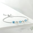 thumbnail image 4 of Gem Stone King 1.97 Ct Swiss Blue Topaz E-F Lab Grown Diamond 925 Silver and 10K Yellow Gold Bracelet for Women, 4 of 5