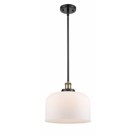 916-1S-BAB-G71-L Innovations Lighting Bell - 1 Light Stem Hung Mini Pendant In Industrial Style-10 Inches Tall and 12 Inches Wide-Black Antique Brass