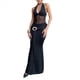 thumbnail image 2 of Vestido Ajustado con Espalda Abierta y Empalme de para Mujer, Vestido de Cóctel Formal con Tirantes y Cuello Halter Negro M, 2 of 9