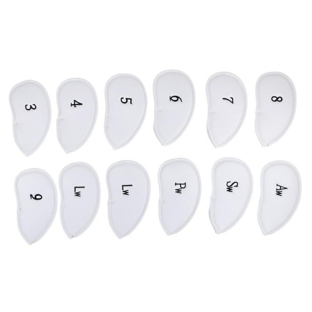 Cubierta de la cabeza del hierro del golf Sharpla 12 piezas Deluxe PU cuero Golf Clubs Headcover regalo Blanco