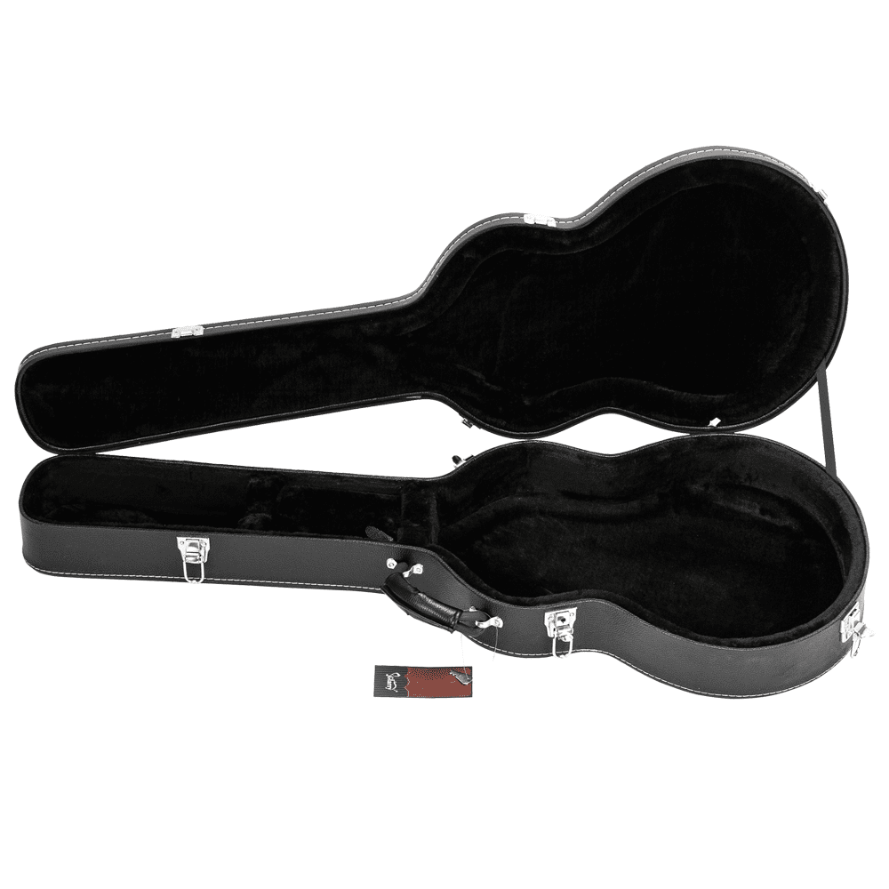 Tcbosik Electric Guitar Hard Case for 335 Style Semi-Hollow & Hollowbody, Lockable PU Leather Hard Shell, Black