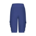 thumbnail image 6 of Lenpel Women's Bermuda Shorts Elastic High Waisted Drawstring Tapered Mid Length Cargo Shorts Summer Casual Shorts with Pockets, 6 of 6