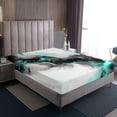 thumbnail image 4 of Black and Grey Teal King Sheets Marble Aesthetic Bed Set, Modern Marbling Bed Sheets Set Watercolor Foil Print Sheet Set, Stone Pattern Bedding Set, 4 of 7