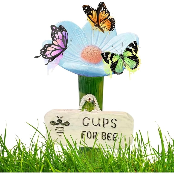 Flower-Shaped Insect Watering Station, Decorative Butterfly and Bee Drinking Feeder for Garden, Lawn and Patio