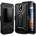 thumbnail image 1 of AT&T Calypso 2 (U319AA) / Cricket Debut 4G LTE Case with Tempered Glass Screen Protector (Full Coverage), Nagebee Belt Clip Holster with Built-in Kickstand, Shockproof Armor Rugged Case (Black), 1 of 6