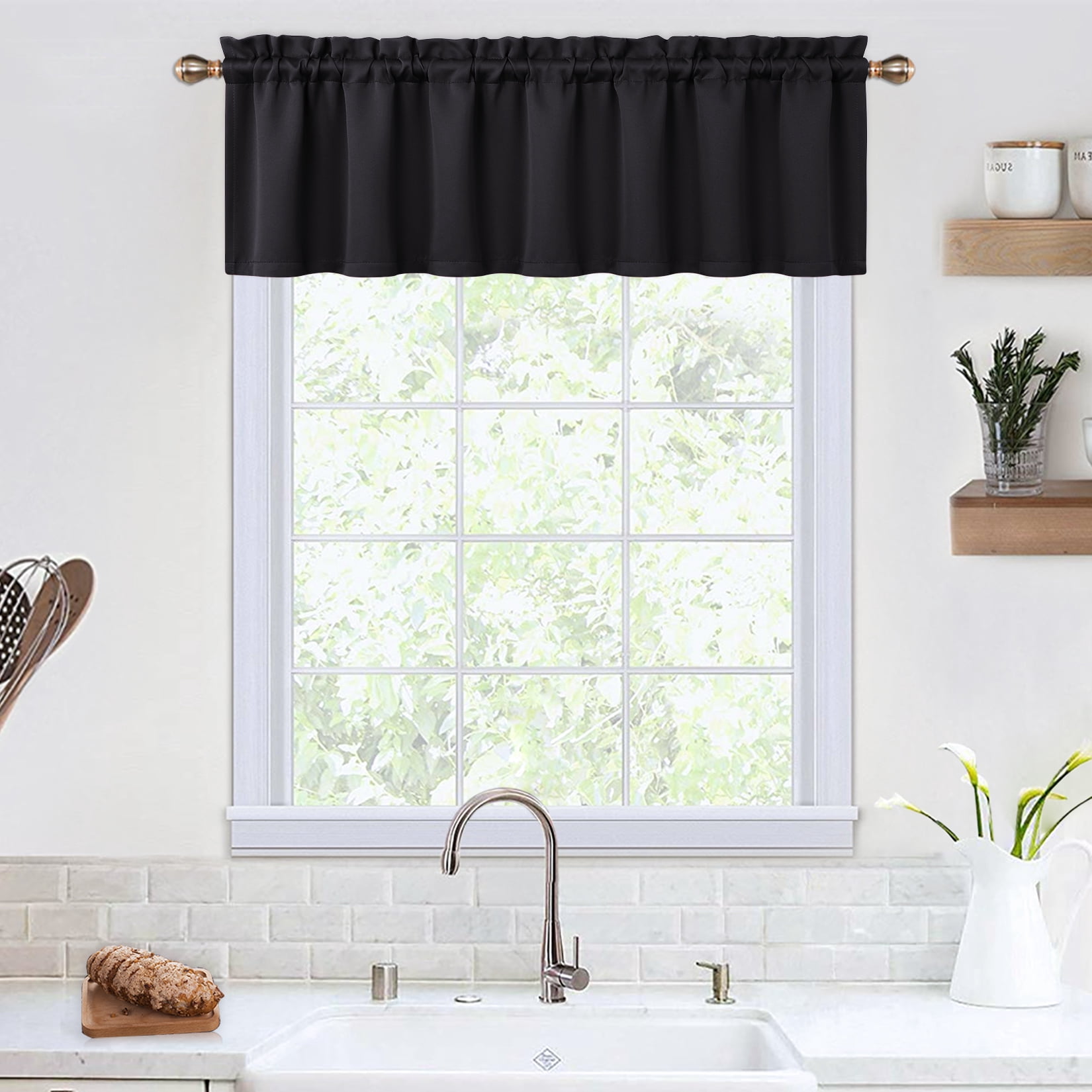 Haperlare 52"W x 15"L Kitchen Curtain Valance Blackout Valance Curtains ...