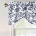 thumbnail image 3 of Blue Flower Tie Up Valance Curtains for Windows, Kitchen Curtains Window Shades, Spring Leaf Vintage Farmhouse Boho Plant Light Filtering Roman Curtain Valances for Bedroom/Bathroom/Cafe 60"x18", 3 of 9