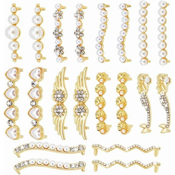 Shoelace Charms for Sneakers Pearl Shoe Charms Rhinestones Decorative Shoe Clips for Women Casual Shoes