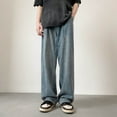 thumbnail image 4 of Men Fashion Loose Plus Size Jeans Street Wide Leg Trousers Pants Blue Sizes S-3XL, 4 of 9