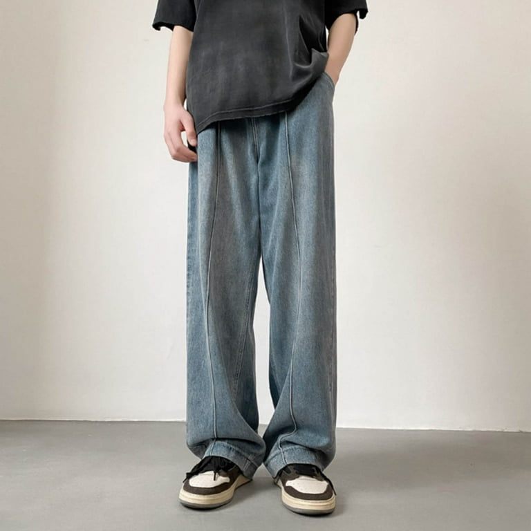 Men Fashion Loose Plus Size Jeans Street Wide Leg Trousers Pants My Chemical Romance