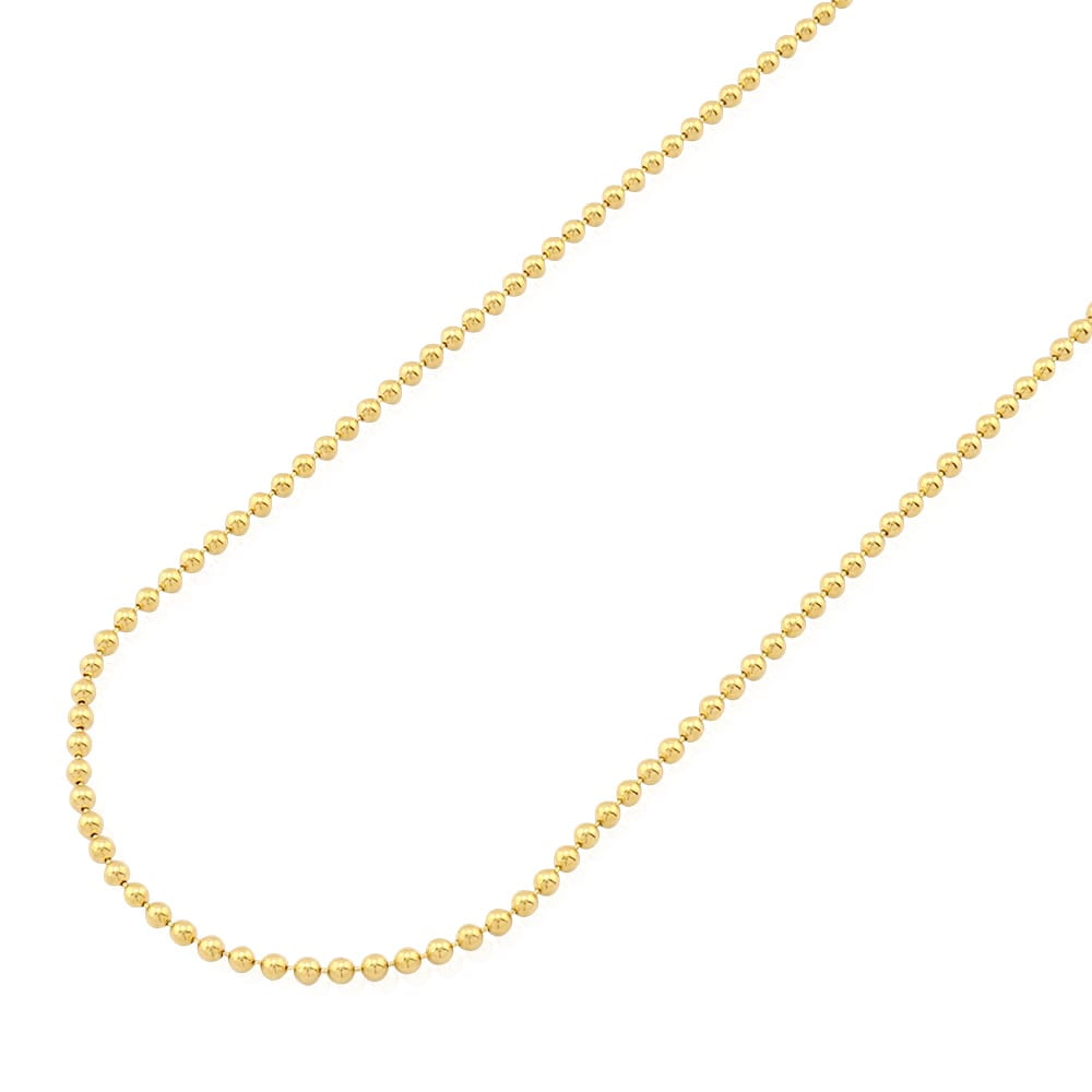 Solid 14k Yellow Gold 2mm Ball Beaded Chain Necklace 20