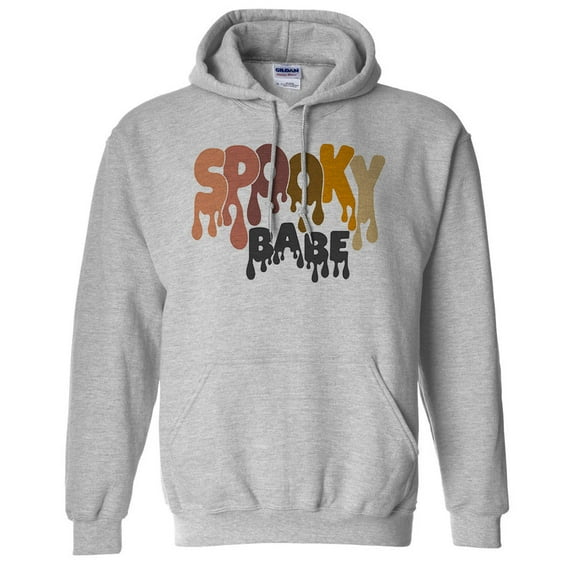 Drippy Spooky Babe Hoodie Sweatshirt Unisex Small Grey