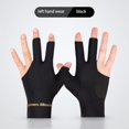 thumbnail image 1 of Open Finger Billiard Pool Gloves Adjustable Sticker Polyester Snooker Billiards Gloves Smooth Soft Portable Training Accessories 1pc Black-left, 1 of 6