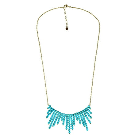 Mystic Comets Round Turquoise Drop Brass Chain Necklace