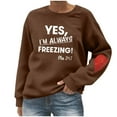 thumbnail image 2 of Sakmal Womens Sweatshirts Brown Fall Sweatshirts Casual Letter Print Long Sleeve Shirts, 2 of 5