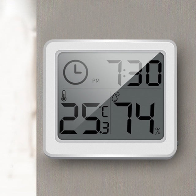 UPGRATOR Room Thermometers for Temperature Measurement with Clock for Office Workers White 1Set