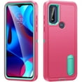 thumbnail image 4 of for Motorola Moto G Play (2023) Case Kickstand Durable 3-Layer Military Grade Protective Cover Hybrid Silicone Heavy Duty Rugged Shockproof Screen Lip Raised Protection Cover,
Rose+Mint, 4 of 9
