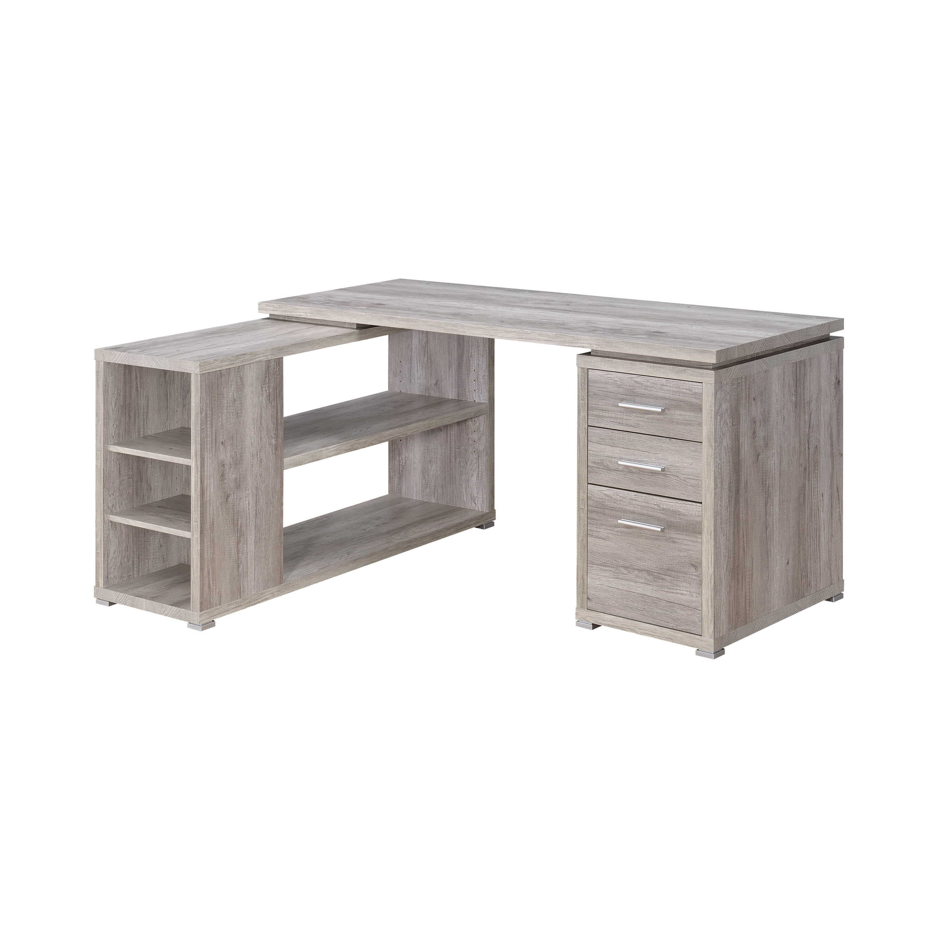 Coaster Yvette Collection LShaped Reversible Desk, Grey Driftwood