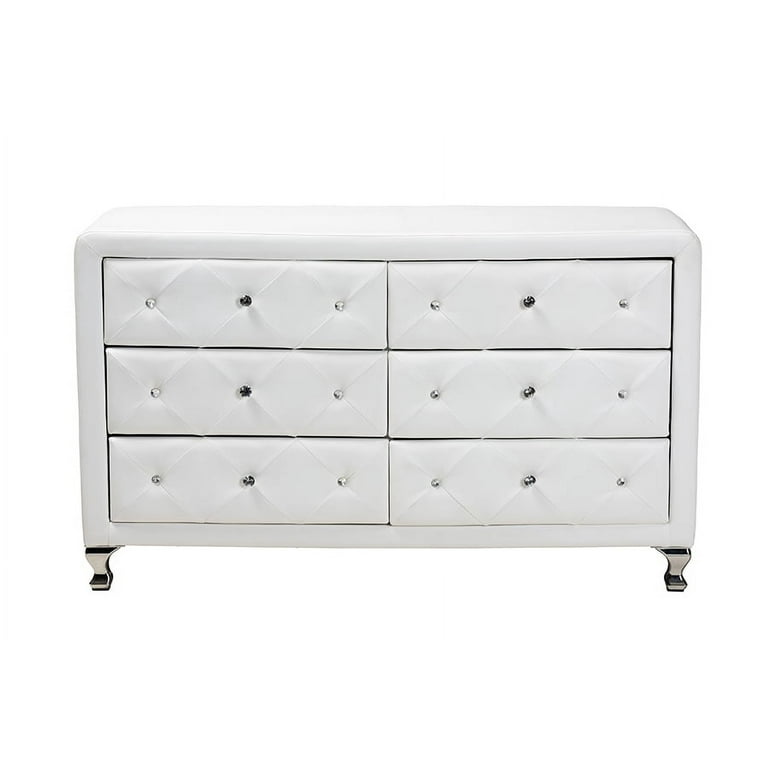 Baxton Studio Luminescence Black Faux Leather Upholstered Dresser Baxton Studio Luminescence Black Faux Leather Upholstered Dresser