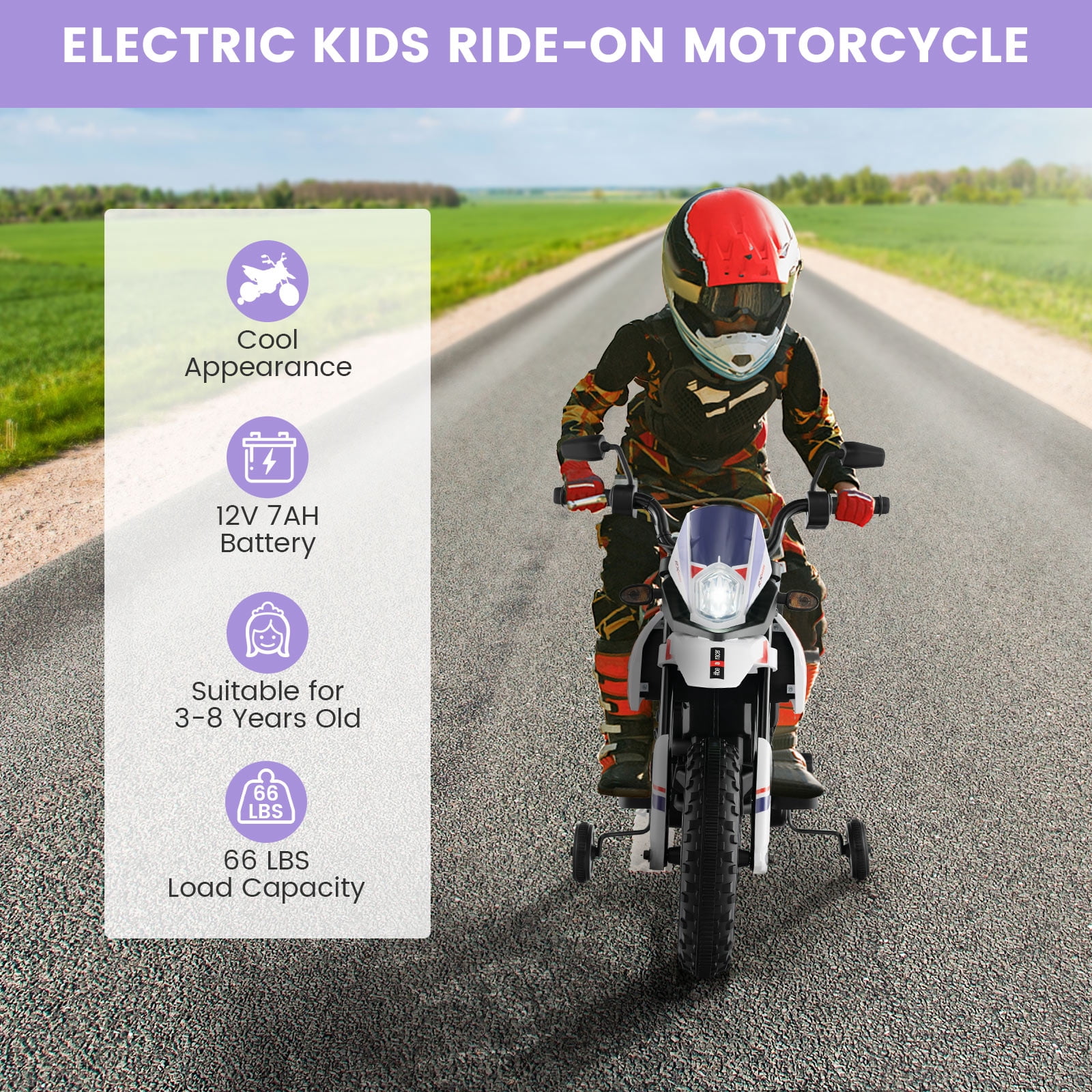 Costway 12V Licensed Aprilia Kids Ride On Motorcycle Electric Dirt Bike with Light & Music