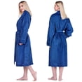 thumbnail image 5 of PAVILIA Robes For Women, Fleece Soft Fluffy Bathrobe, Plush Cozy Long Spa Robe, Satin Trim (S/M, Blue), 5 of 10