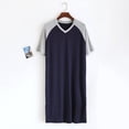 thumbnail image 3 of Kureaily Male Thin Splicing Long Casual Home Wear Comfortable V Neck Large Size Cotton Short Sleeved Soft Loose Pajamas T-Shirt Pajama Set, 3 of 5