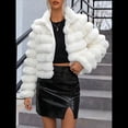thumbnail image 4 of Chaqueta de Piel Sintética para Mujer, Abrigo Corto Abullonado de Larga, Abrigo Cálido de Invierno. XXL, 4 of 10