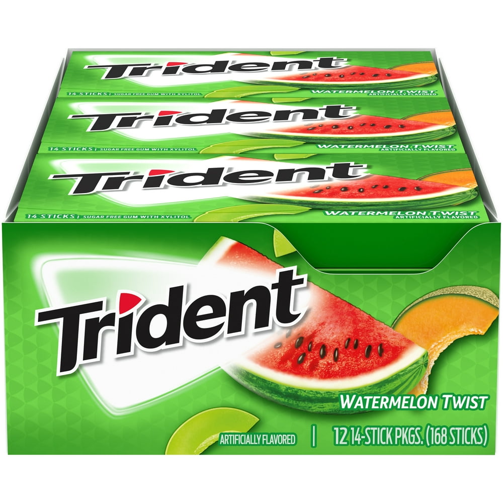 Trident Watermelon Twist Sugar Free Gum, 12 Packs of 14 Pieces (168